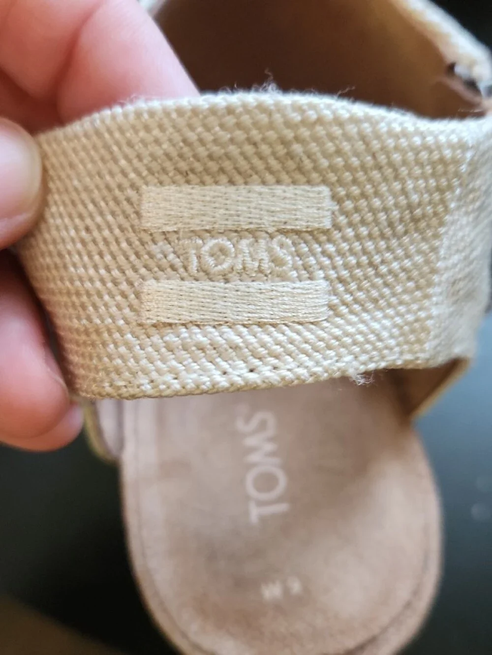 TOMS Cream Canvas Slingback Square Heels Sandals